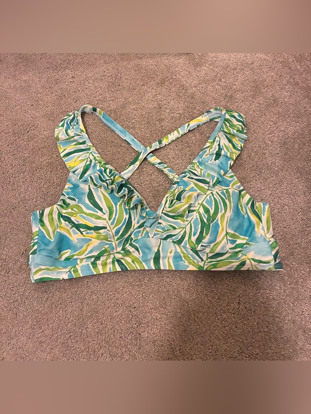 Torrid Ruffle Leaf Patterned Bikini Swim Top Women’s Size 2X